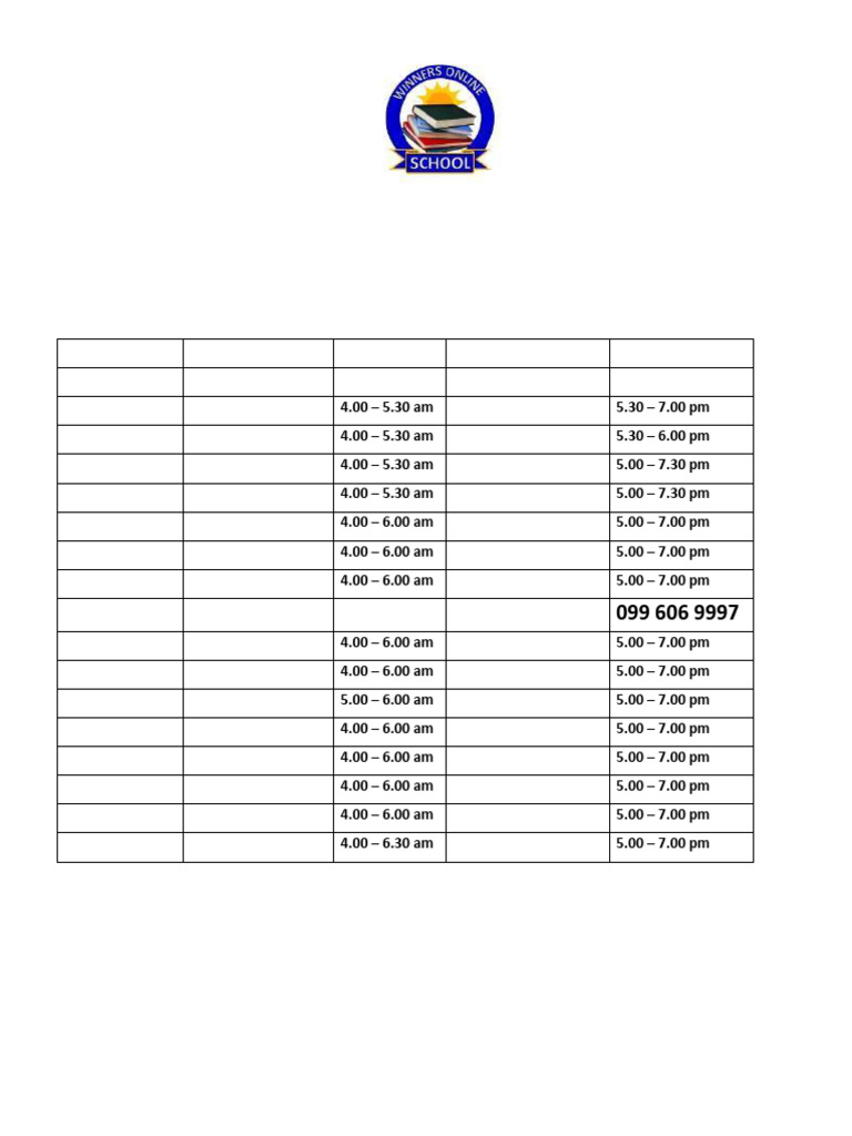 Msce Mock One Examination Time Table - 042006 | PDF