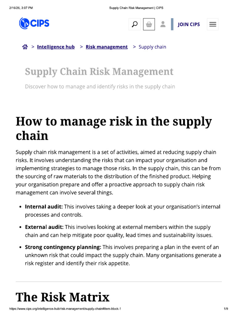 CIPS - 2.2.1 CMC RM Supply Chain Risk Management | PDF