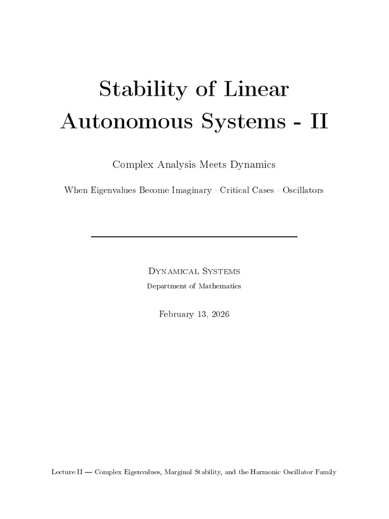 Lecture 19 | PDF | Stability Theory | Eigenvalues And Eigenvectors