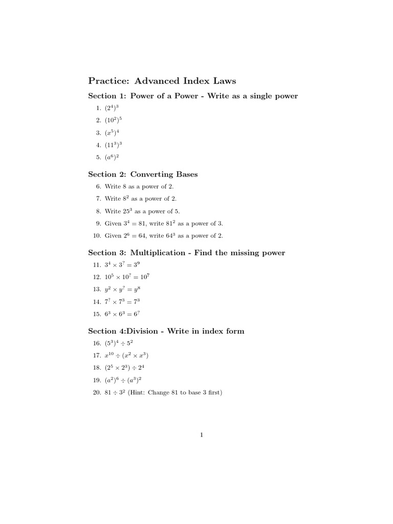 Exp Indices | PDF
