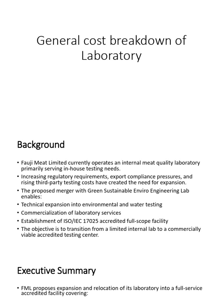 General Cost Breakdown of Laboratory | PDF | Laboratories