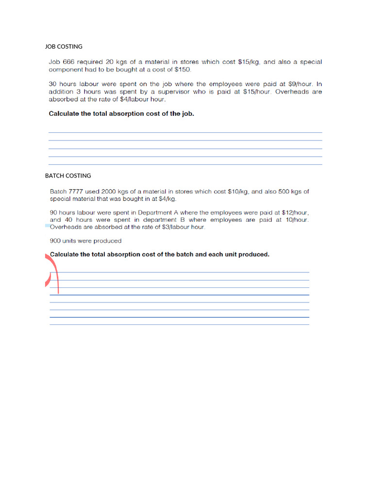 JOB Batch and Process COSTING | PDF