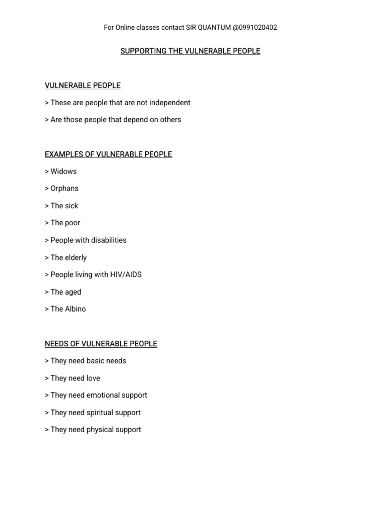 Vulnerable People | PDF