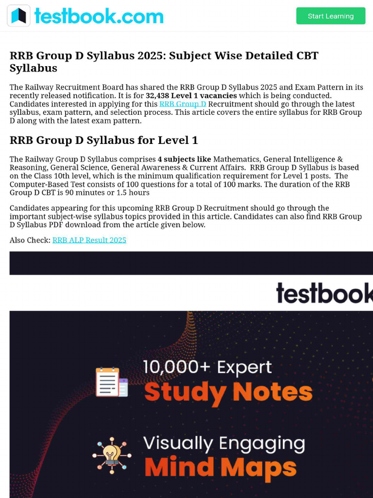 RRB Group D Syllabus 2025 - Subject Wise Detailed CBT Syllabus | PDF