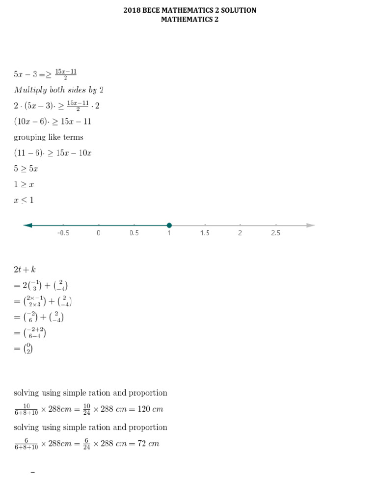 2018 Bece Mathematics 2 Solution | PDF