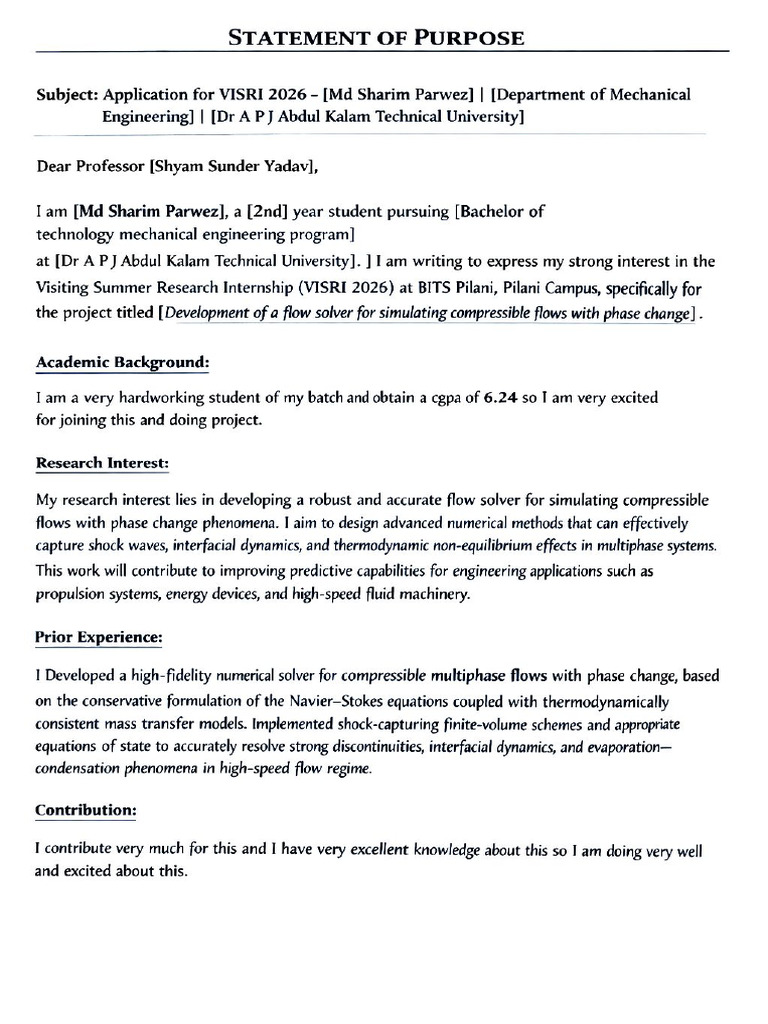 Statement of Purpose Sharim | PDF