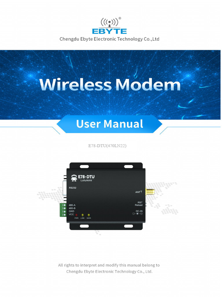 E78-DTU (470LN22) UserManual EN V1.1 | PDF | Computing | Electronics