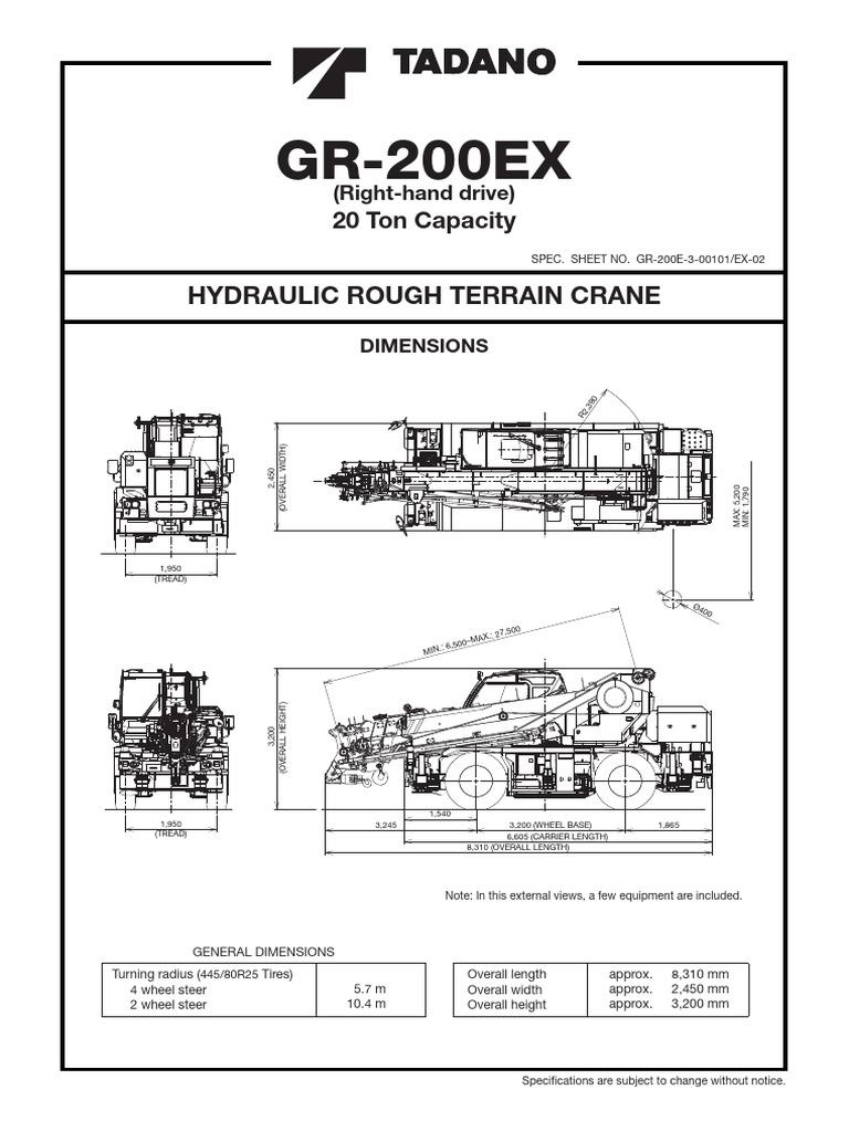 GR-200EX: Hydraulic Rough Terrain Crane | PDF | Crane (Machine) | Pump
