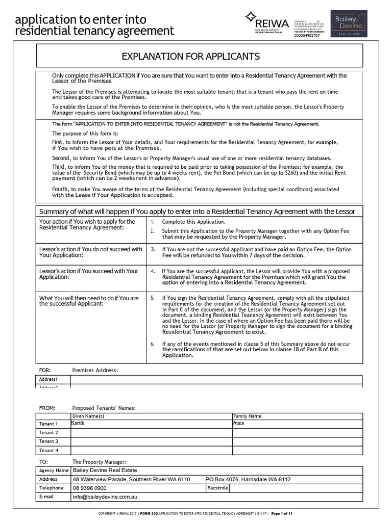 Application Paperwork | PDF | Lease | Leasehold Estate