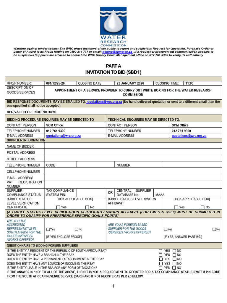 Request For Quotation Document - Rfq-081-12!25!26 - White Boxing | PDF ...