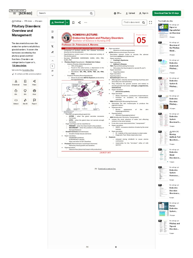 WWW Scribd Com Document 724603705 ENDOCRINE COMPILED | PDF | Endocrine ...