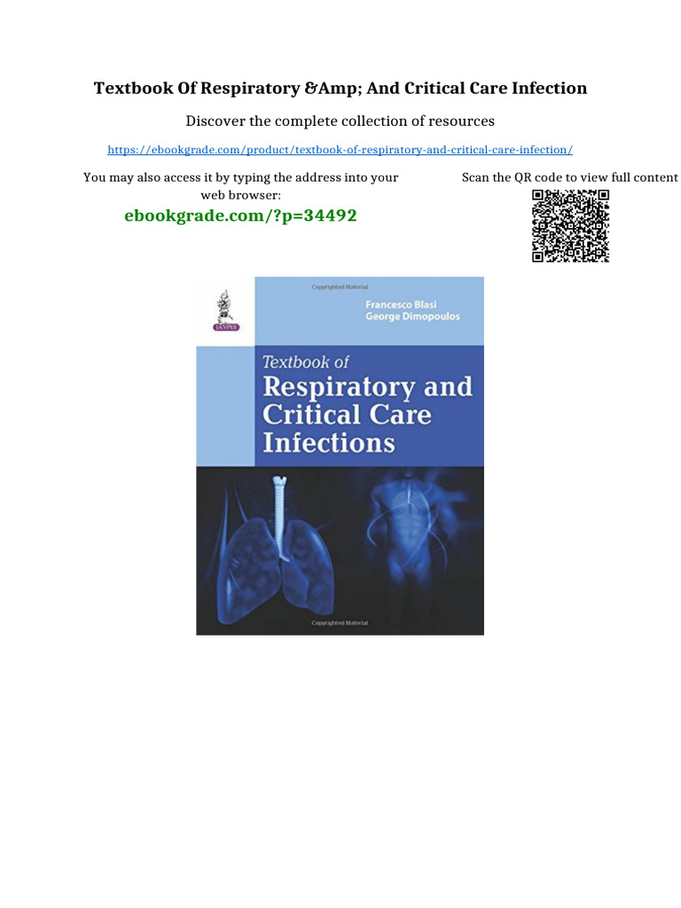 Textbook of Respiratory & and Critical Care Infection Latest PDF 2025 ...