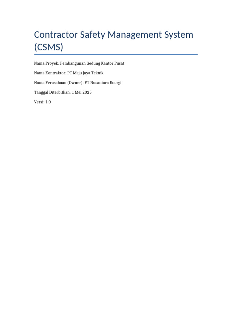 Contoh CSMS Terisi | PDF