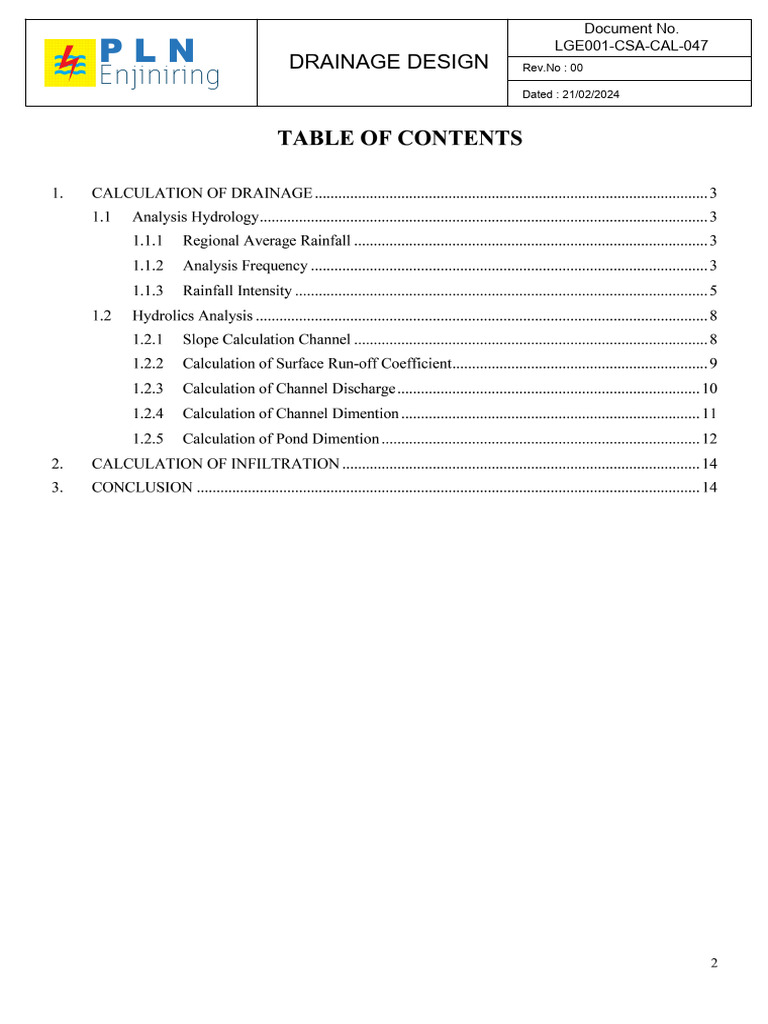 Calculation Waterpond Vol | PDF