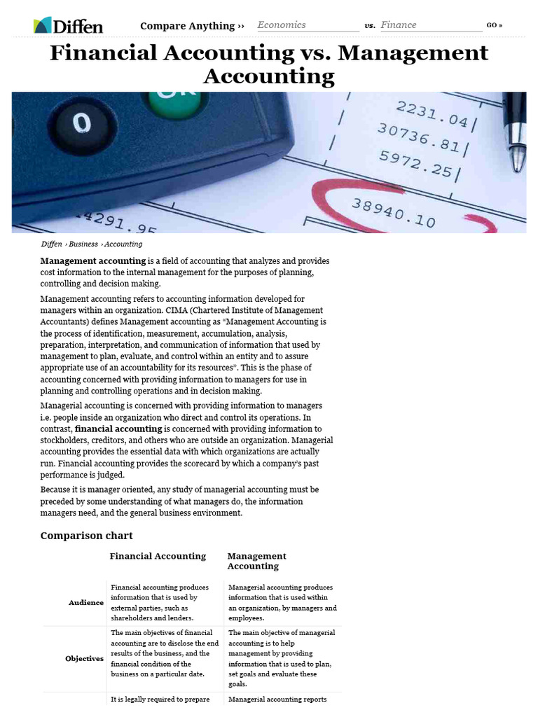 Financial Accounting Vs Management Accounting - Difference and ...