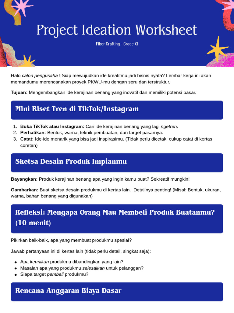 Project Ideation Worksheet | PDF