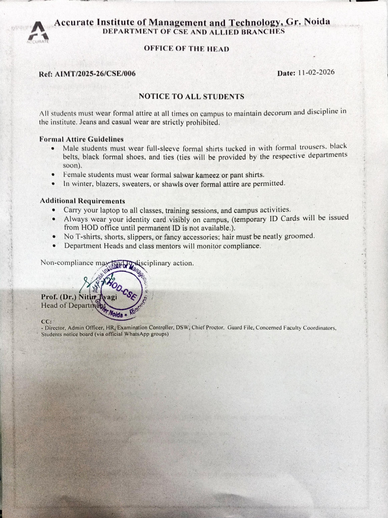 Notice All Students | PDF