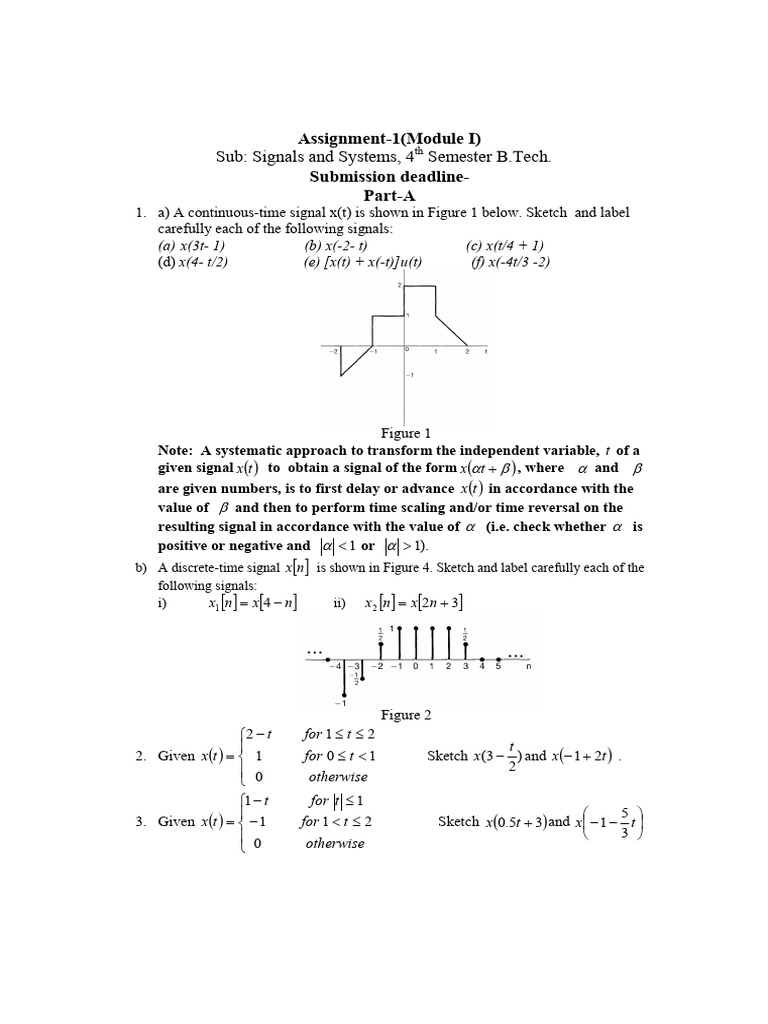 Assignment-1 A Signals and Systems 2025-26 | PDF | Applied Mathematics