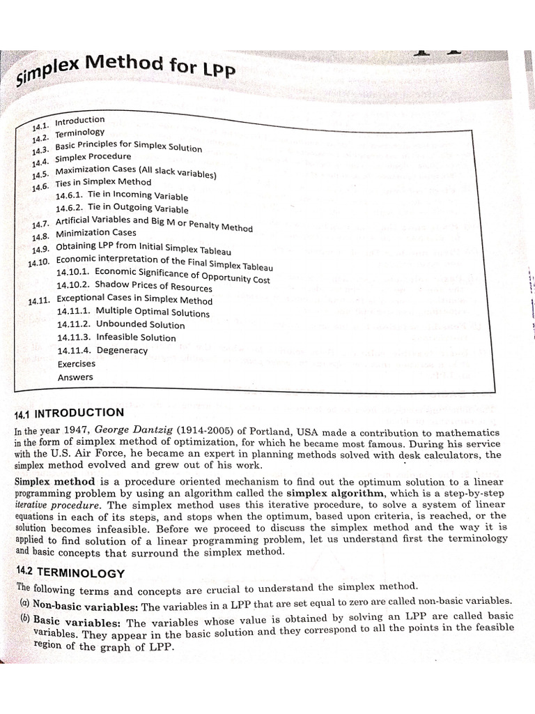 Simplex Method For LLP | PDF