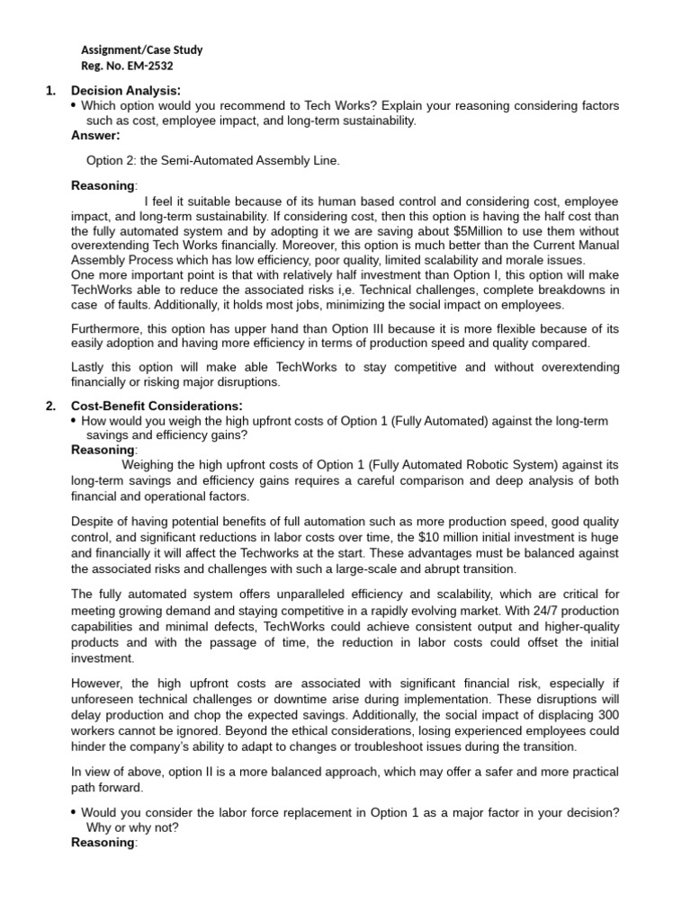 Decision Making Assignment | PDF | Performance Indicator | Automation