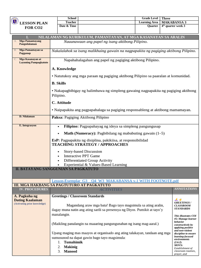 Makabansa 3 q4 Week 3 | PDF