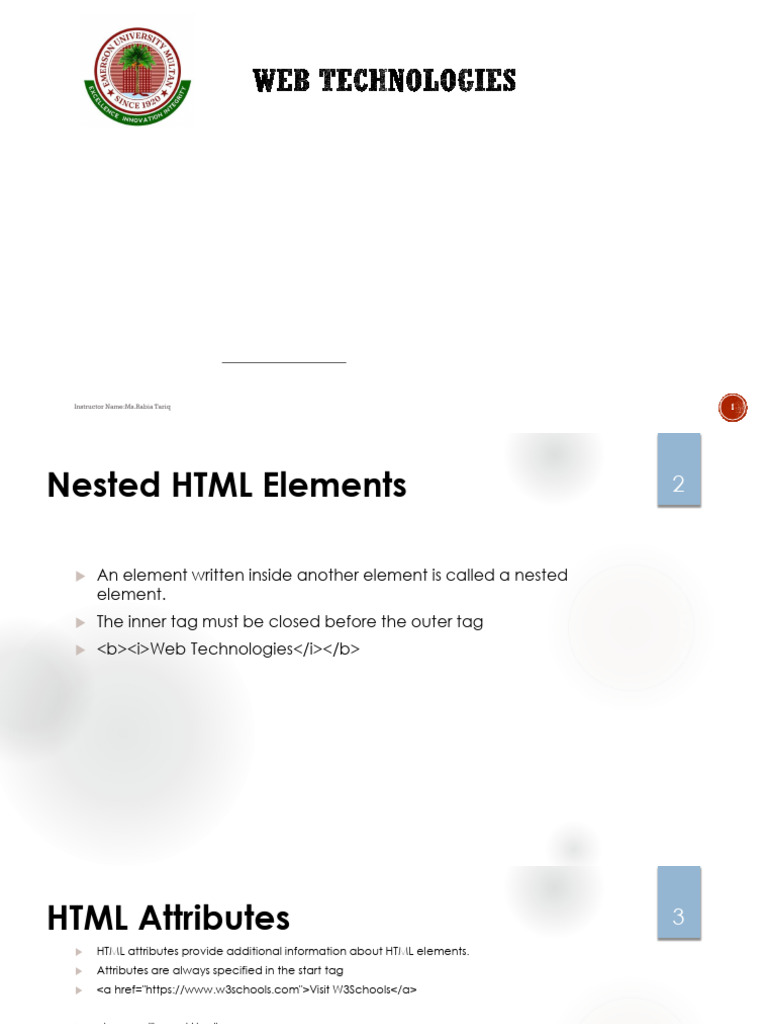 Week 1-2 Lecture 2 | PDF | Html | Html Element