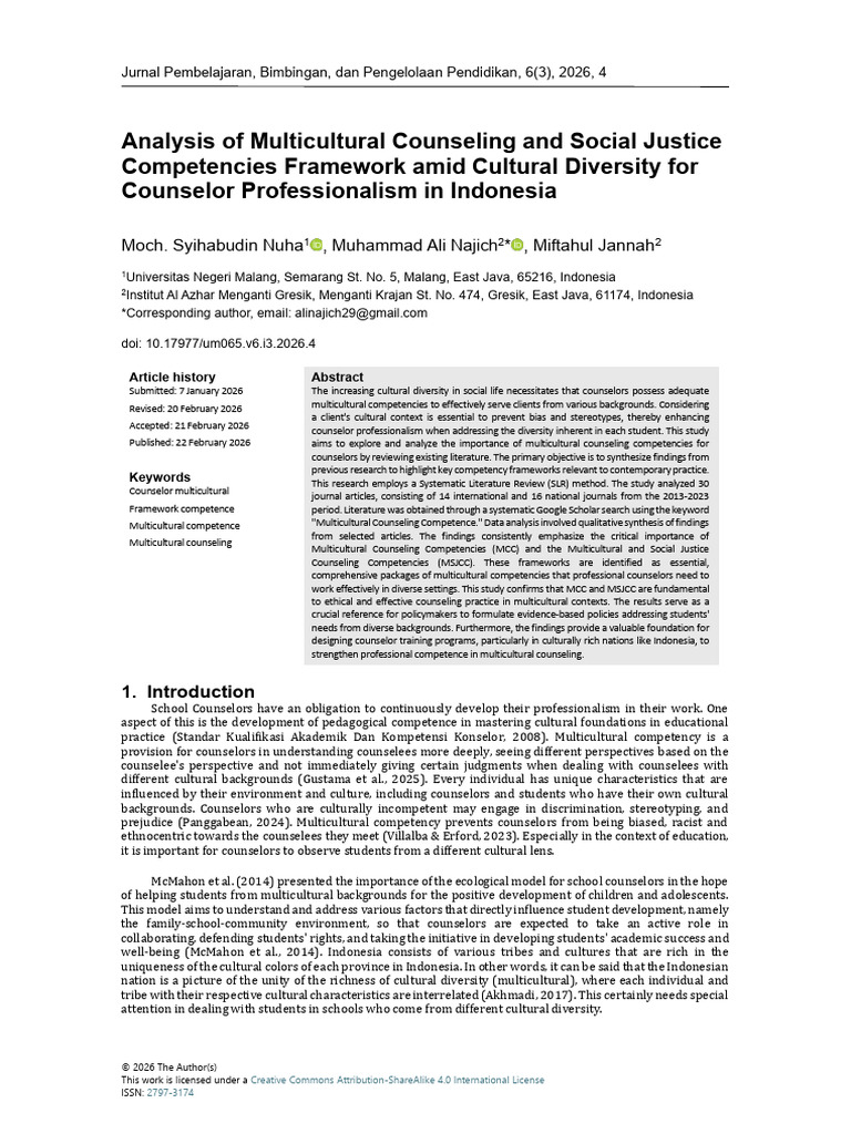 Analysis of Multicultural Counseling and Social Justice Competencies ...