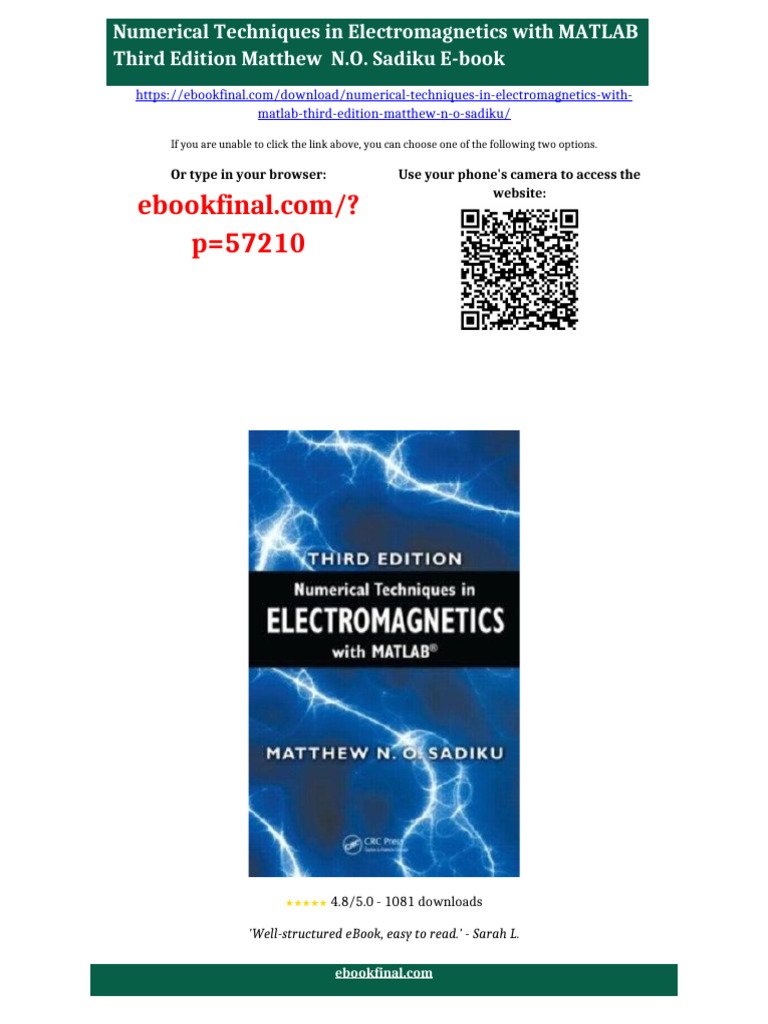 Numerical Techniques in Electromagnetics with MATLAB Third Edition