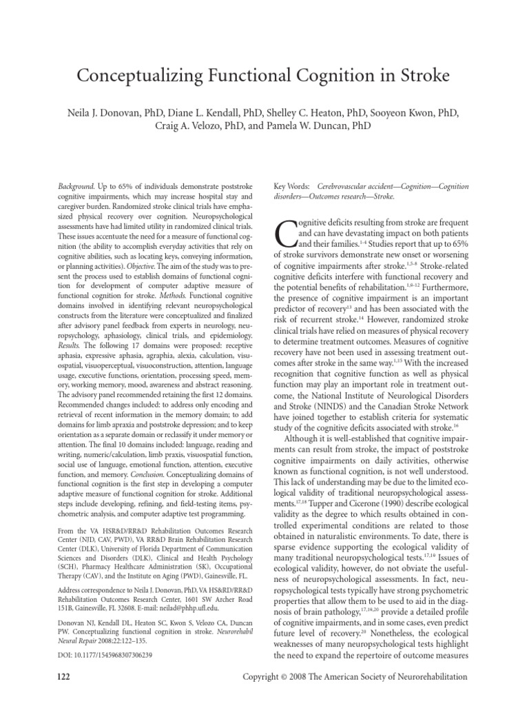 Conceptualizing Functional Cognition | PDF | Wechsler Adult ...