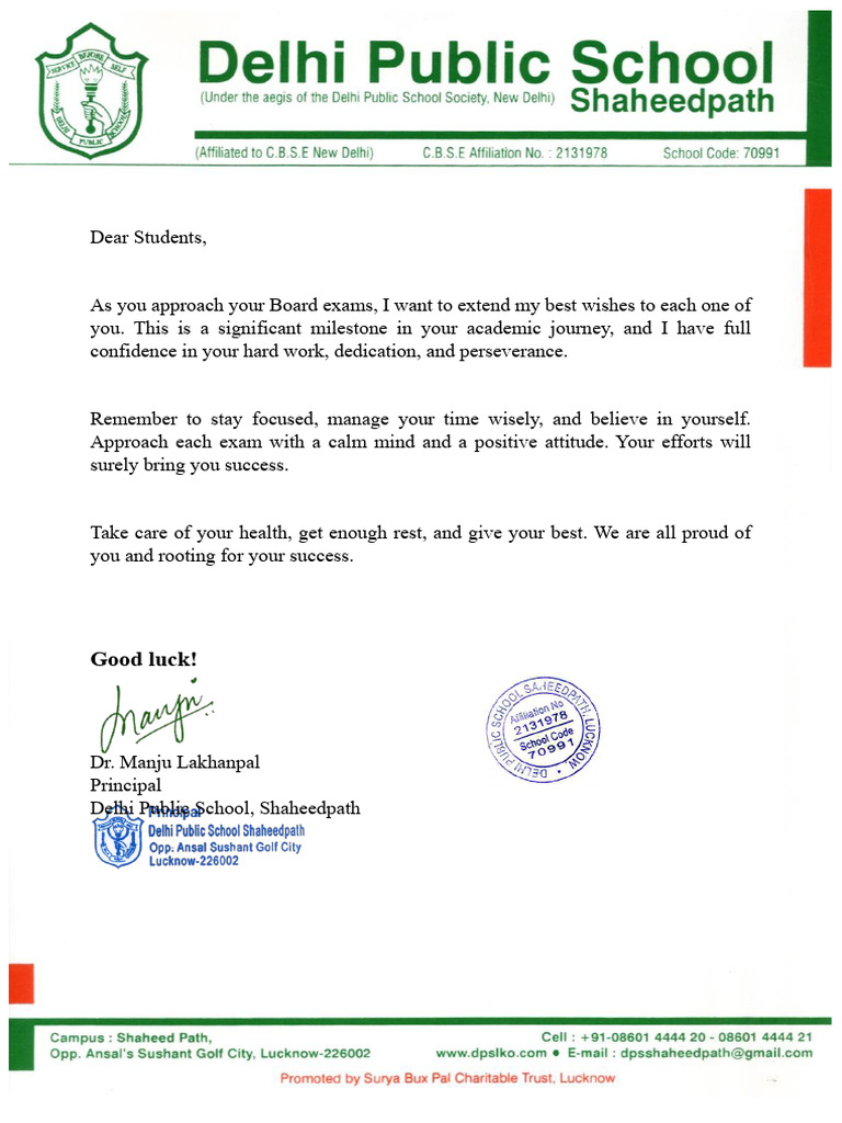 Message From The Principal | PDF