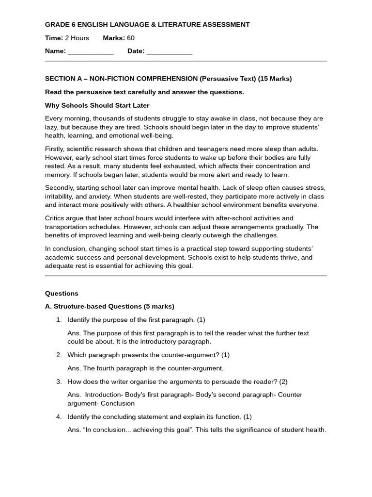 Sem 2 Comprehension Practice Paper 1 | PDF