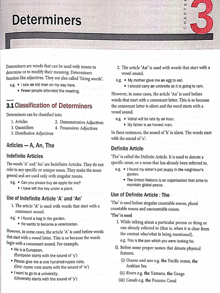 Determiners (Rules & Worksheets) | PDF