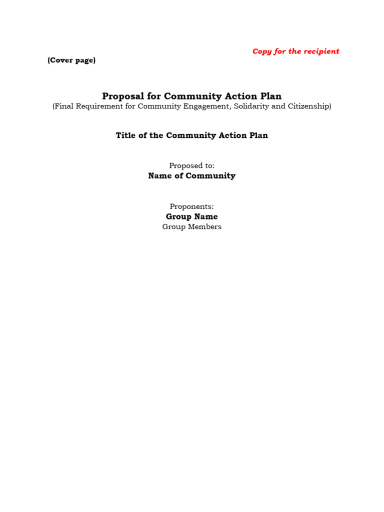 TEMPLATE Proposal For Community Action Plan | PDF