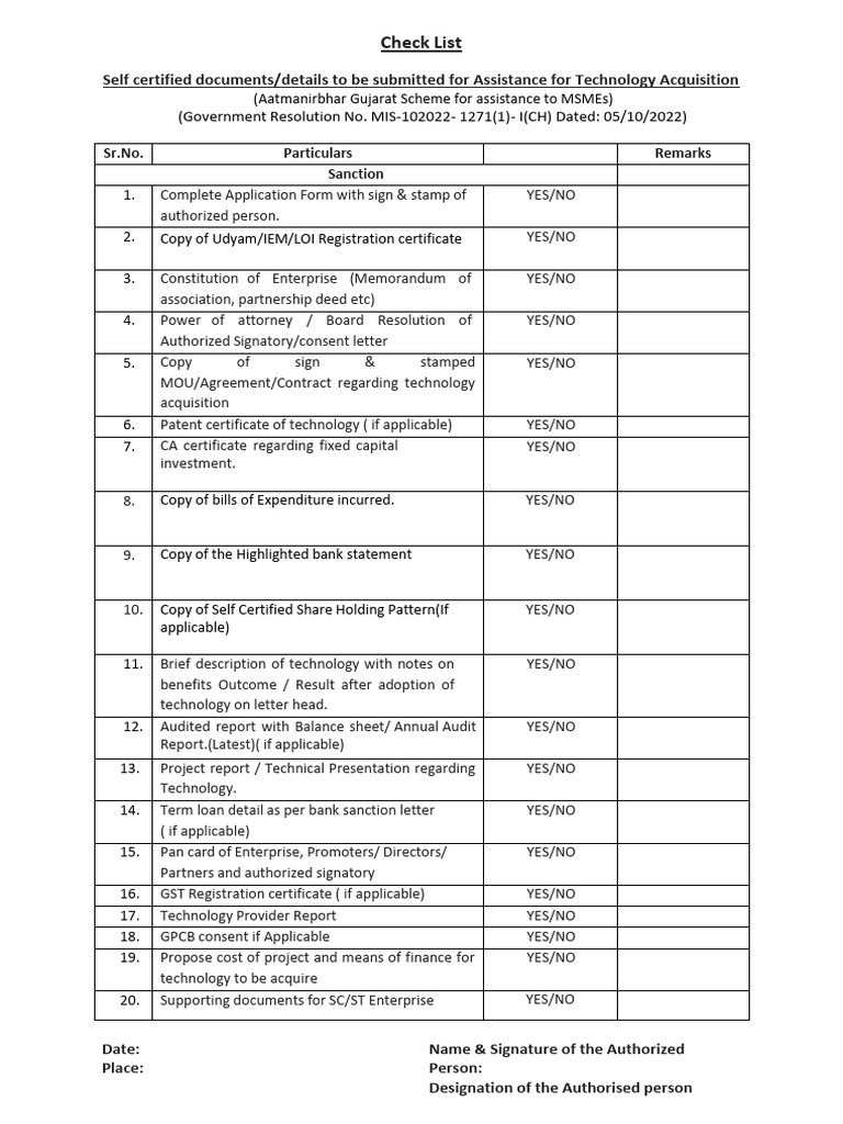 Checklist For Tas Guajarat | PDF