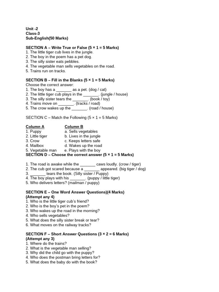 Class 3 Unit 2 English | PDF