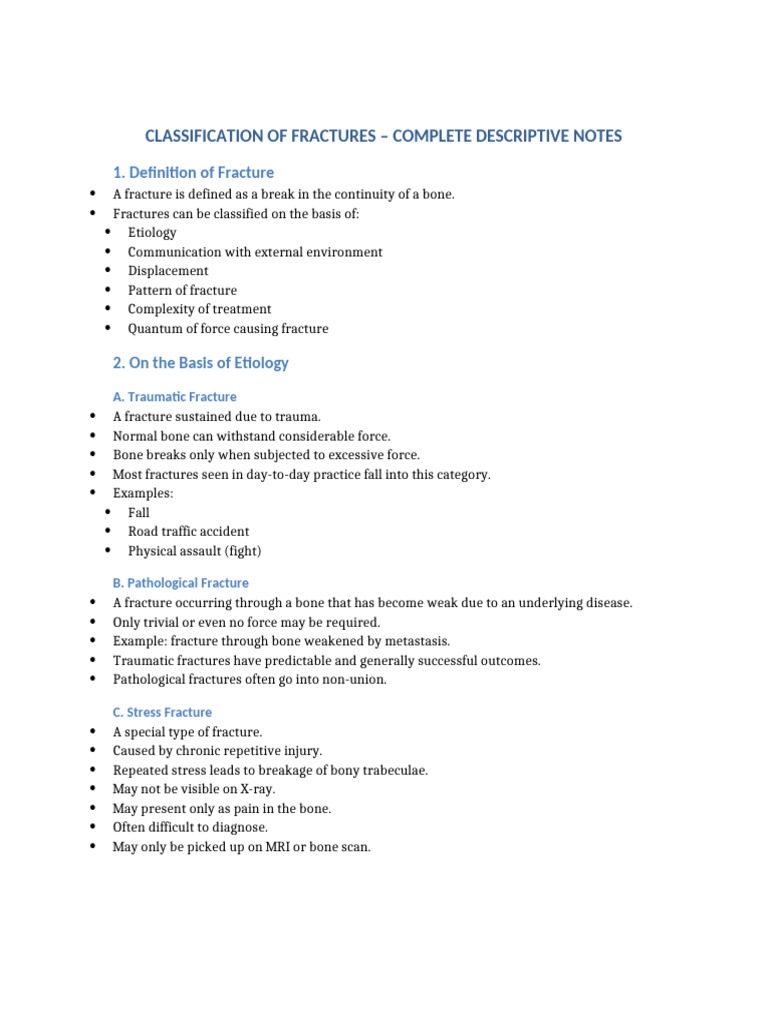 Classification of Fractures FINAL Complete | PDF