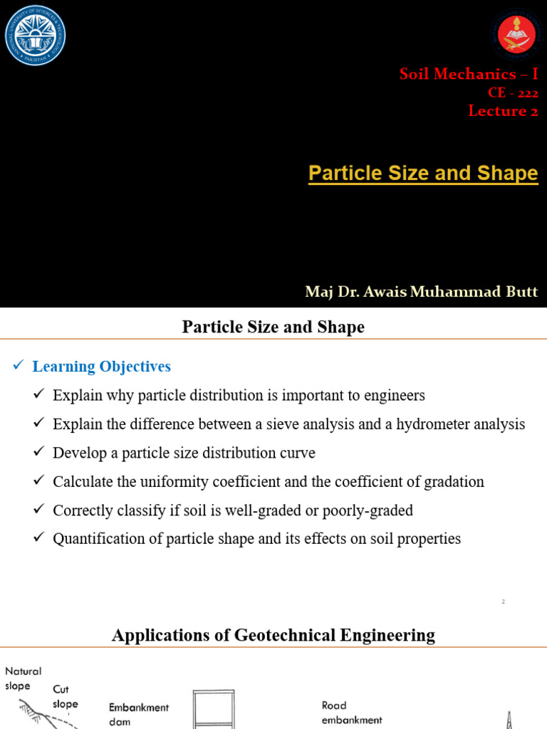 CE222 SM-1 02 Particle Size and Shape | PDF | Weathering | Earth Sciences