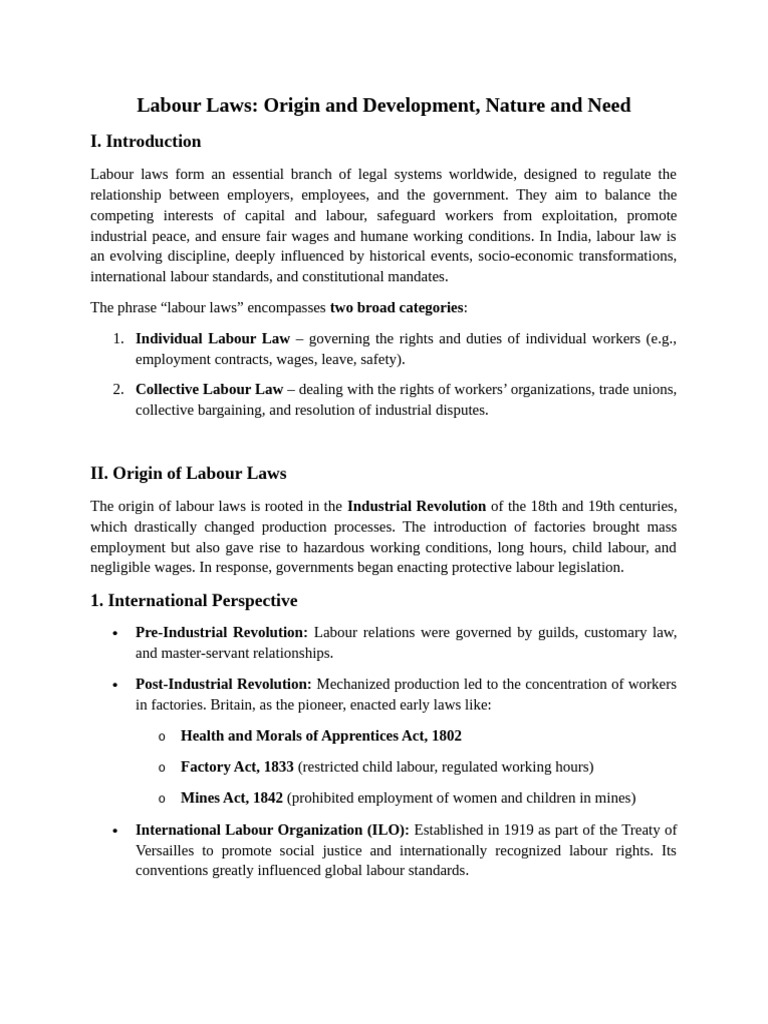 Labour Laws Introduction | PDF