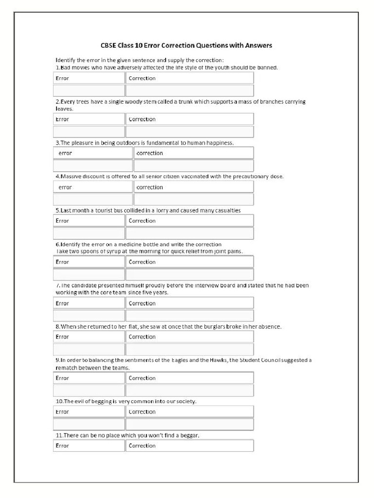 Error Correction Questions | PDF