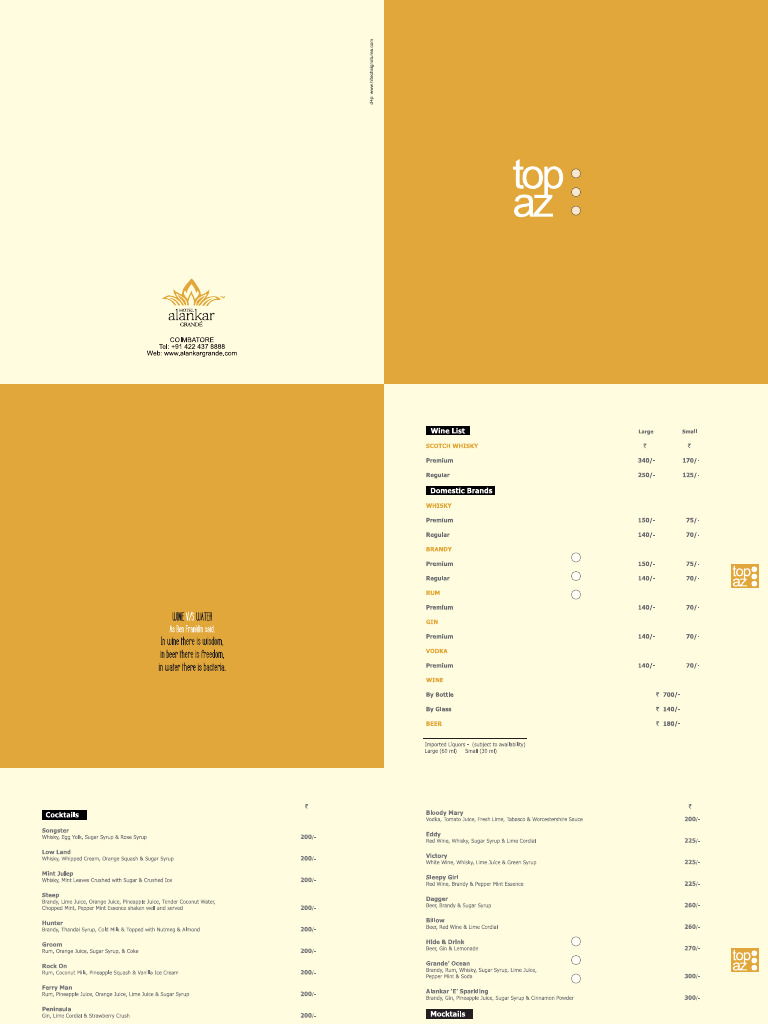 Topaz Menu | PDF