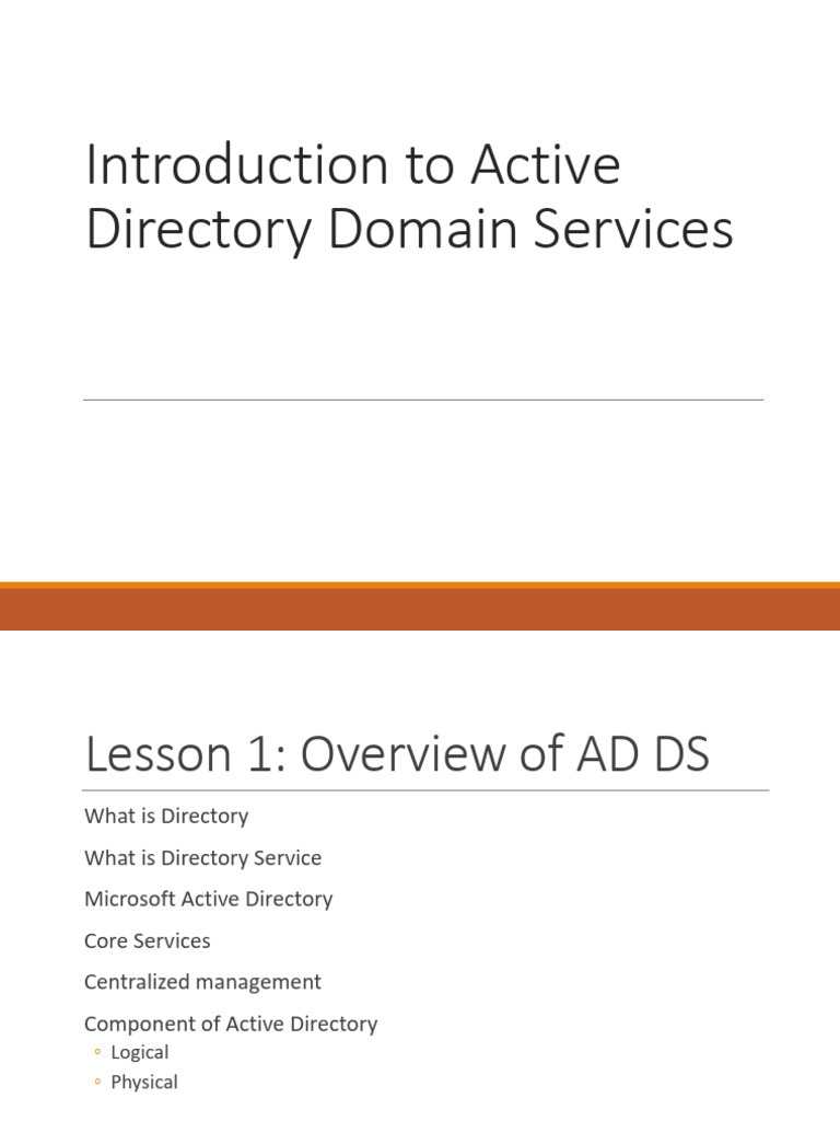 Inroduction To Active Directory Domain Services | PDF | Active ...