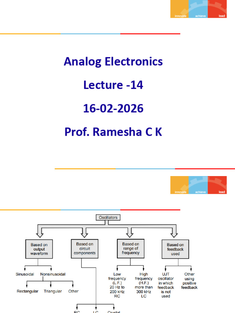 Analog Electronics Lecture 14 16022026 | PDF | Electronic Oscillator ...