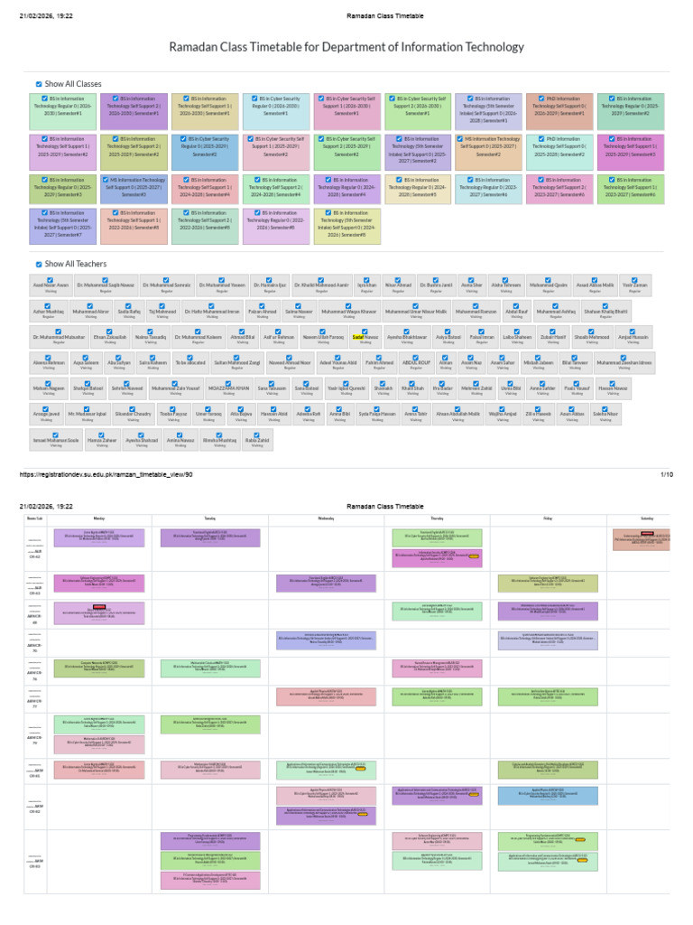 IT Class Timetable Spring 2026 V4 (Ramadan) | PDF | Mathematics