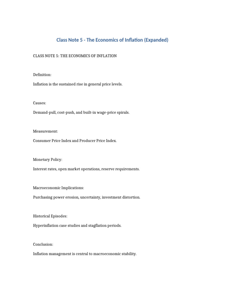 Class Note 5 Inflation | PDF