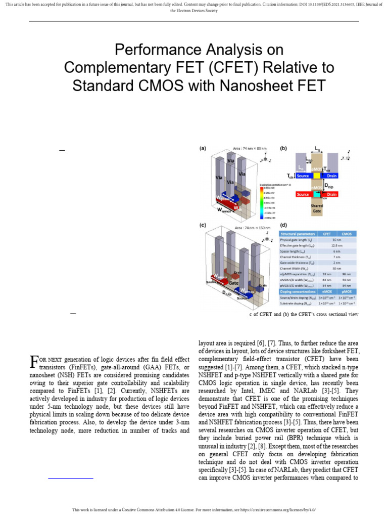 Performance Analysis On Complementary FET CFET Rel | PDF | Mosfet ...