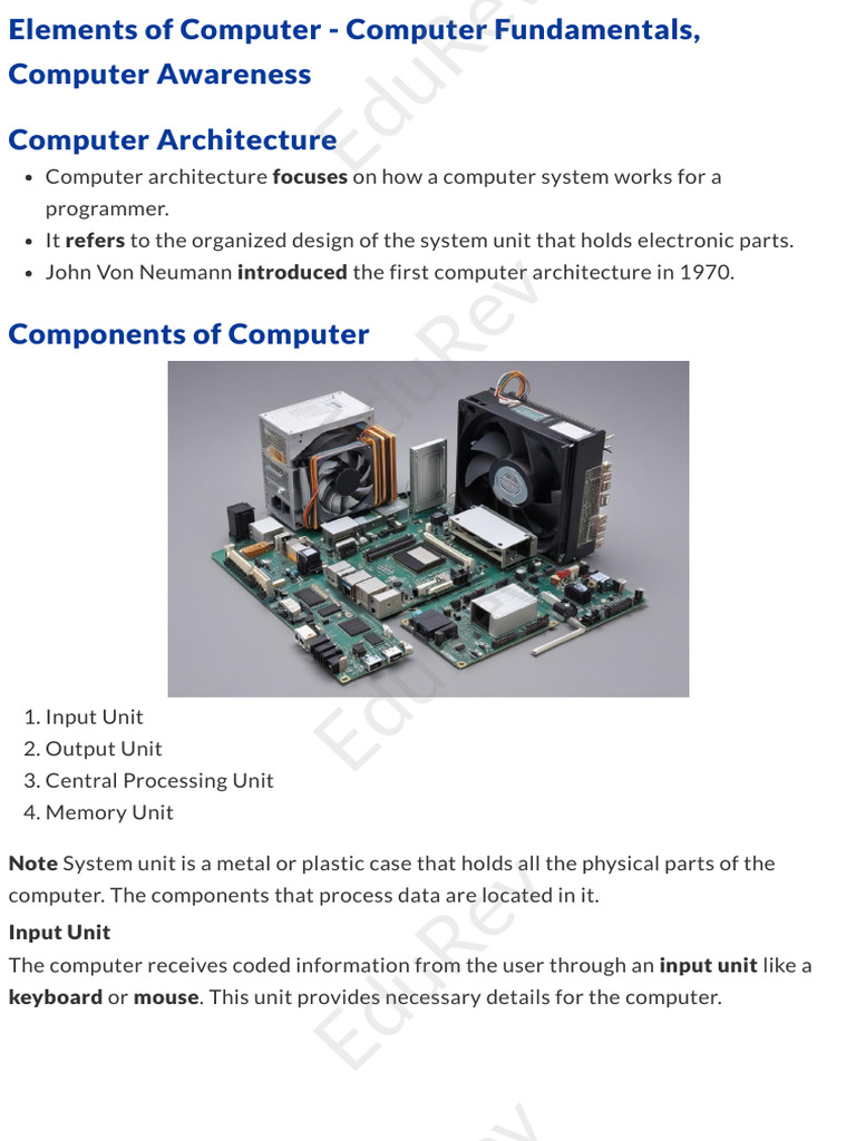 EduRev Document | PDF | Central Processing Unit | Computer Architecture