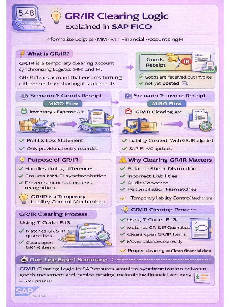 GR - IR Clearing Logic in SAP FICO | PDF