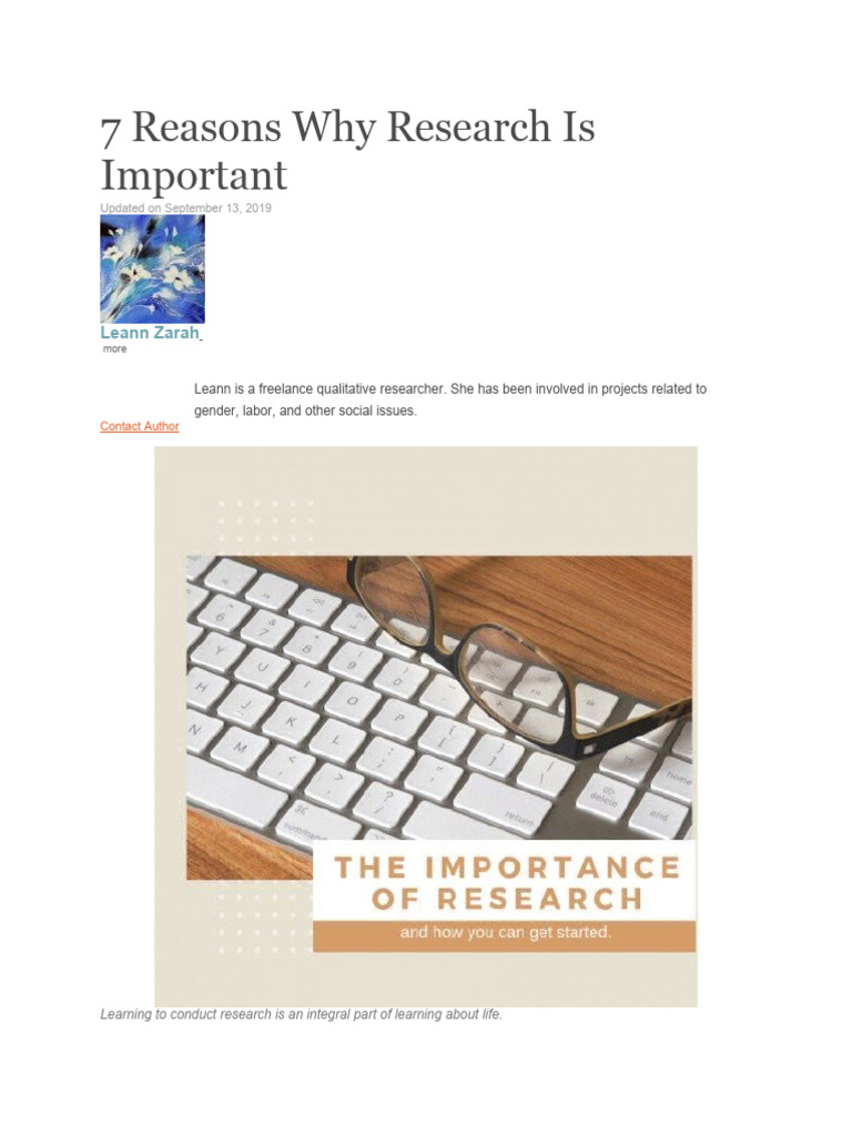 7 Reasons Why Research Is Important PDF Free | PDF | Dementia | Knowledge
