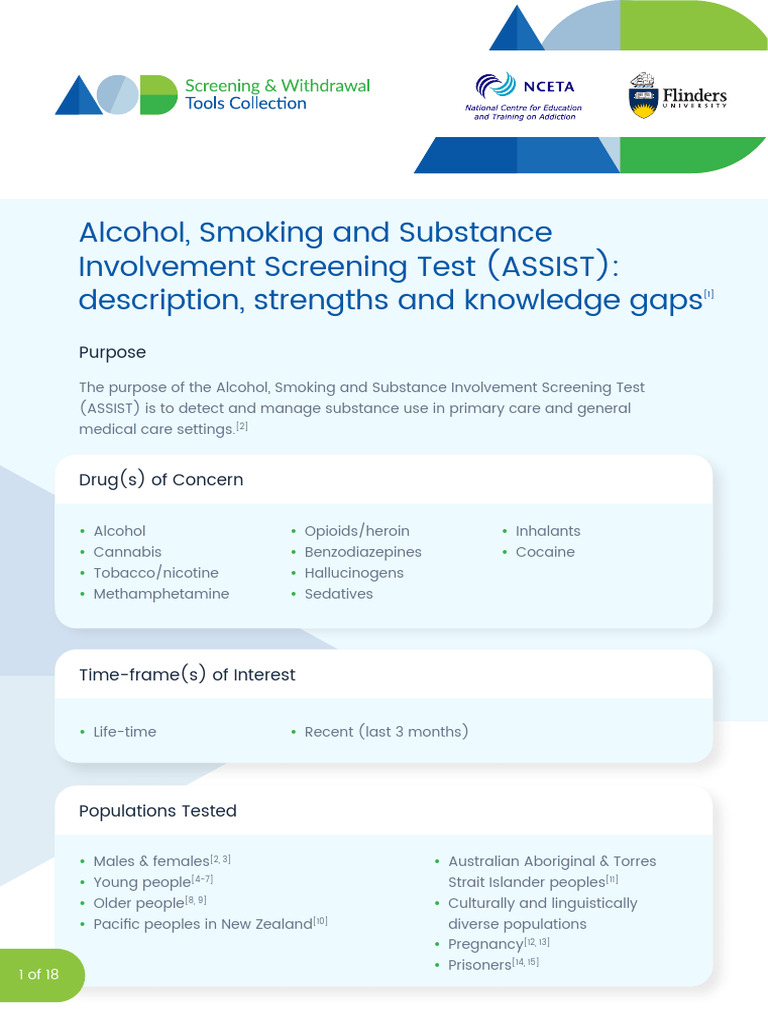 ASSIST Screening | PDF | Substance Abuse | Substance Use Disorder