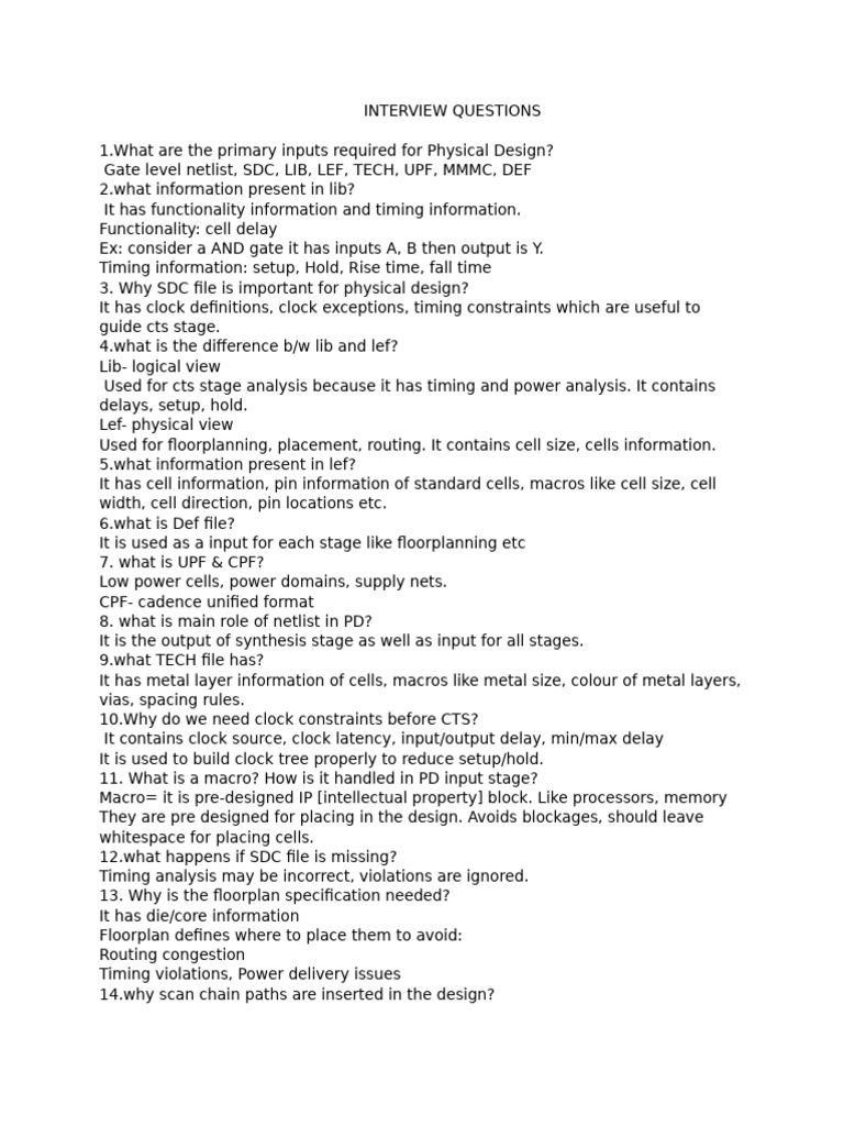 Interview Questions | PDF | Computer Engineering | Computing